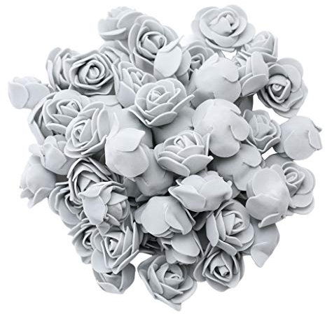 Fenteer 100 Künstliche Schaum-Rose Blumensträuße DIY Home Decoration, Grau