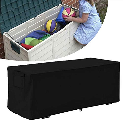 Wakects Couvercle de la Boîte de Pont, Couvertures Robuste Imperméable Boîte de Pont Extérieur Couverture de Protection des Bancs de Stockage, 123 x 62 x 55 cm(noir)