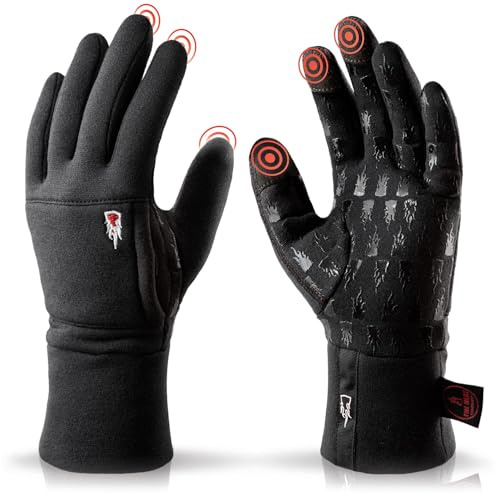 THE HEAT COMPANY – MERINO LINER PRO - Guantes interiores de lana merino suave - Guantes táctiles deportivos - Negro, XL