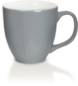 Mahlwerck Jumbotasse, große Kaffeetasse aus Premium Porzellan mit hoch-glänzender Oberfläche, Geschenktasse, Rocky Grey, 400ml