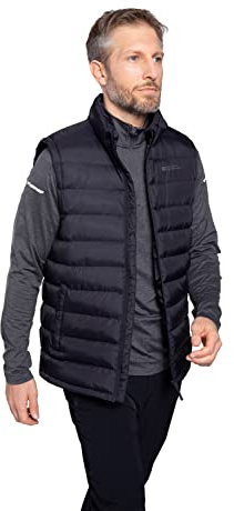 Mountain Warehouse Seasons Mens Padded Gilet - Water Resistant Gilet, Body Warmer, Lightweight Jacket, Easy to Store Coat - For Spring Summer Travelling, Walking Black L