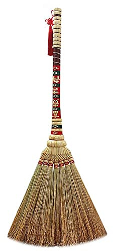 Escoba Batidora, Escoba De Paja De Mango Largo Plántulas De Sorgo, Polvo De Barrido Escoba De Jardín Tradicional Antiestático Hecho A Mano Montado En La Pared (Natural 95x38cm)