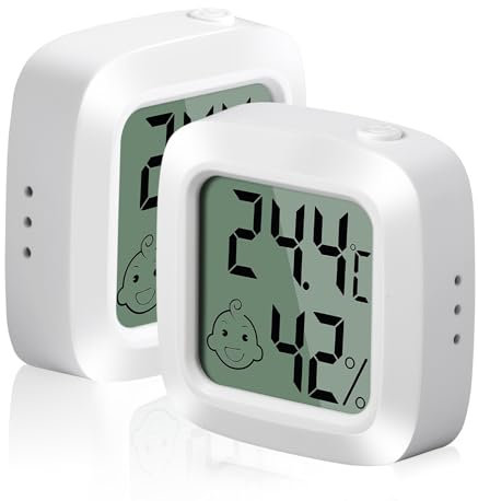 Vinabo Termómetro Higrometro Digital Portátil, Mini Medidor Humedad Monitor del Indicador Medidor de Humedad, termómetro de Alta Precisión para Medir Ambiente del Hogar(2PCS Blanco)