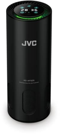 JVC KS-AP320 - Mobiler photokatalytischer Luftreiniger CADR 8,5 m3/h, EPA-Filter E12, UV-Filter, Ionisator, Anzeige der Luftqualität, 2 Reinigungsstufen, 12 Watt, USB-Anschluss, Gestensteuerung