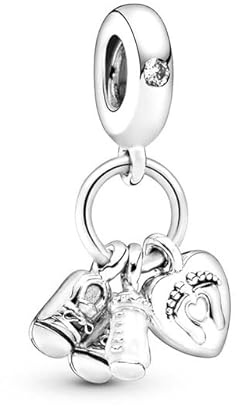 Baby Bottle and Shoes Charm 925 Sterling Silver Dangle Charm Compatible with Pandora Charms,and Many Other UK Charm Bracelets.