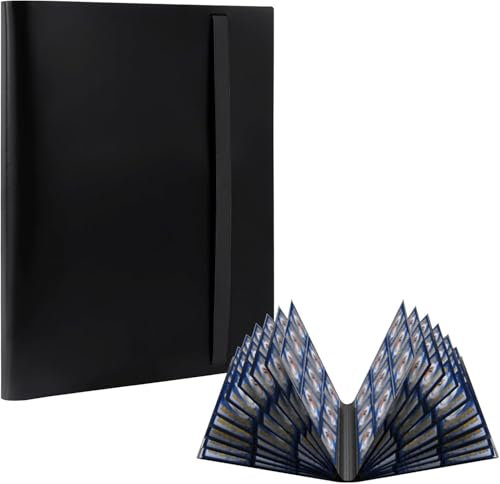 RISVOWO Raccoglitore di Carte, 360 Tasche Album Carte per Carte Collezionabili, Porta Carte, Trasparente Carte Album Cartella in PP a Caricamento Laterale(Nero)