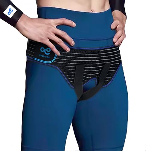 gagaiuco Ceinture herniaire pour homme et femme Ceinture herniaire réglable flexible Soutien herniaire Soulagement de la douleur avec 2 coussinets de compression amovibles Hernie gauche et (M, Black)