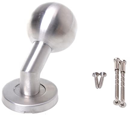 Aqbau® Türknauf Knauf Kugelknopf auf Rundrosette Feststehend Knopfdrücker Türknopf Türknöpfe Haustür-Knopf aus rostfreiem Edelstahl für Außen- & Innenbereich Türbeschlag Silber