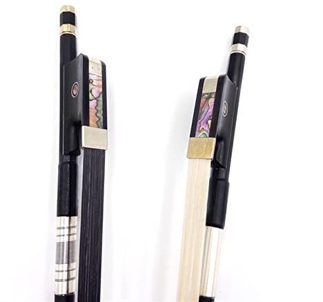 Students Violin Bow 1 St. Svart Kolfiberpinne 3/4 Upprätt Kontrabassbåge, Vit/svart Hästhästsvans (Color : 3-4 white)