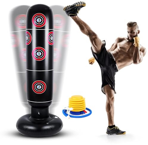 FEMONGY boxsack stehend Erwachsene 160 cm boxsack fürs Zimmer, standboxsack, standboxsack Erwachsene, Boxing Bag, aufgestaute Energie abbauen, Schwarz