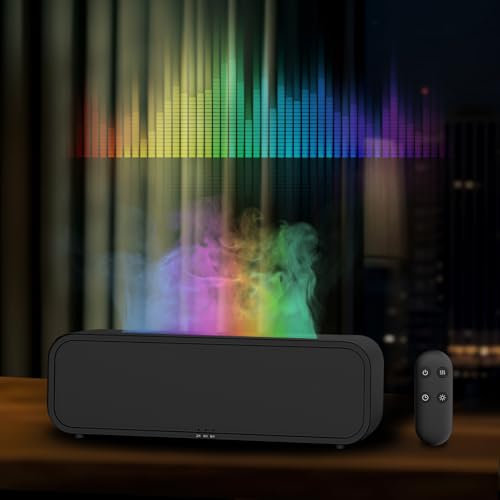 QKTYB Diffuseur Huiles Essentielles Avec 7 Couleurs avec Effet Flamme, Activé Par La Musique Humidificateur D'Air Chambre 250 ml, Sans Eau ArrêT Automatique Diffuseur Parfum Maison 3 RéGlages De Temps