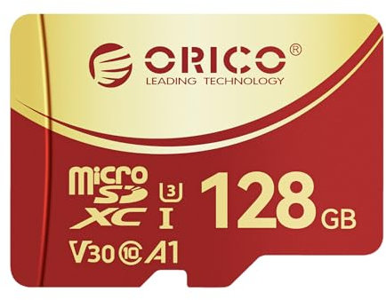 ORICO Scheda di memoria microSDXC UHS-I da 128 GB, 100 MB/s, ricodifica UHD 4K, U3, Class10, V30, A1, Micro SD per Action Camera, Dash Cam, TF Card F3