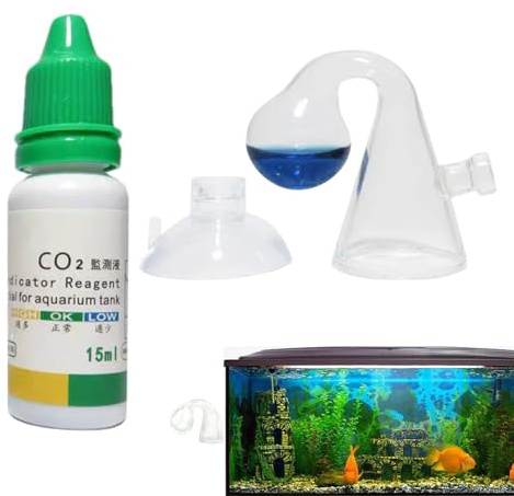 scyca CO2 Drop Checker for Aquarium - Portable CO2 Monitor Kit with 15ml CO2 Checker Solution - Efficient Aquarium CO2 System for Fish Tank, Includes CO2 Diffuser, Enhances Aquarium Plant Growth