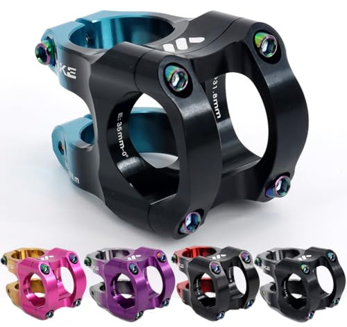 CYSKY Potence VTT Courte 31,8 35mm 0 Degré, pour Guidon de 31,8 mm 1-1/4 Pouce pour la Plupart des vélos, vélo de Route, VTT, DH, BMX, Gravel (Noir & Bleu)