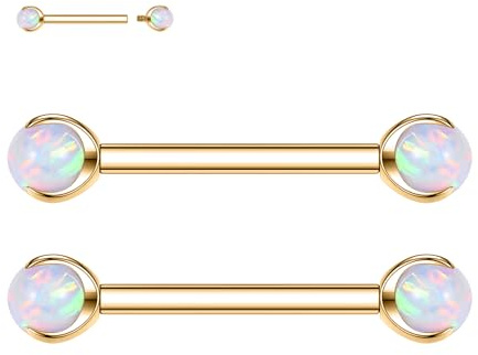 AROWRO G23 - Piercing de titanio para pezón, piercing para pezón, barra de lengua con rosca interna, piercing para lengua, piercing de puente