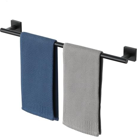 Mooche Porte-Serviettes Branche, Longeur 60 CM, Barres Porte-Serviettes Support Mural, en Acier Inoxydable, Porte Serviette de Bain Antirouille et Durable, Noir