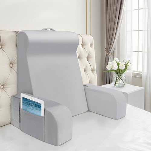 Babenest Cuscino da Lettura con Braccioli Rimovibili, Comodo e Leggero Cuscino per la Schiena per Letto e Divano, Cuscino per la Schiena con Velluto Lavabile per Leggere, Giocare o Guardare la TV