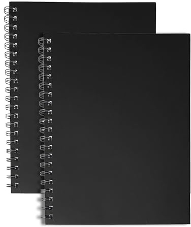 M1SS 2 Pack A4 Wiro Cardboard Notebook – 140 Ruled Pages, Twin Wire Bound, Durable cardboard Cover Notepad 68 GSM Paper - BLACK