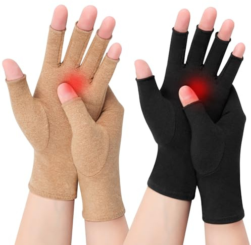 Kiiwah 2 Paia Guanti a Compressione per Artrite Donna e Uomo, Guanti Artrite Senza Dita, Guanti per Artrosi alle Mani Riducendo il Dolore Tunnel Carpale, Reumatoide, Tendinite, Malattia di Raynaud