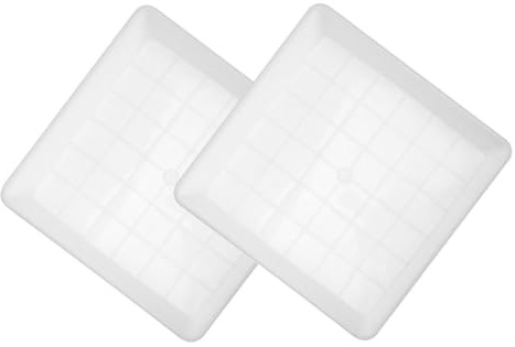 SEWACC Bandeja para Macetas Cuadrada de Plástico Blanco 35 CM Base para Plantas Suculentas y Bonsáis Resistente al Exterior Recoge Agua Juego de 2 Unidades