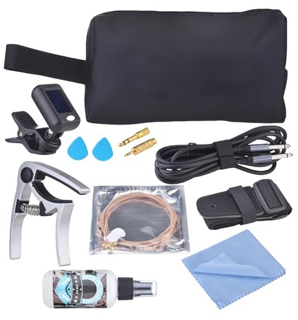 Irfora – Kit D'accessoires pour Guitare, Accordeur Complet, Cordes de Capodastre + pour Guitaristes, Musiciens, Sac étanche