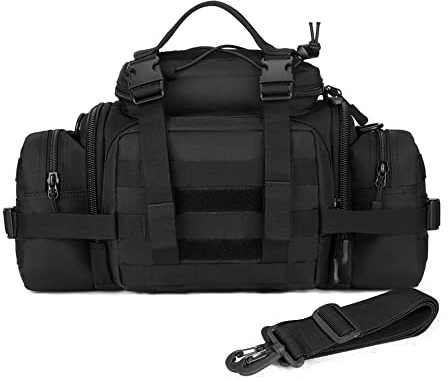 Huntvp Taktisch Hüfttasche Molle 3Way Gürteltasche wasserdichte Bauchtasche Tactical Crossbody Multifunktional Waistbag Bumbag Militär für Laufen Camping Wandern Trekking - Schwarz