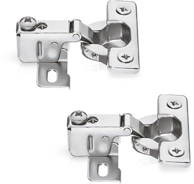 Gedotec Caravanscharnier ab 12 mm Türdicke Kurzarmscharnier zum Schrauben | Möbelscharnier mit Montageplatte | Topfband Eckanschlag | Topfscharnier Stahl vernickelt | 2 Stück - Schrank-Scharnier 95°