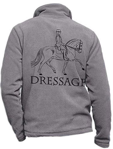 Pets-easy Chaqueta polar de montar con un caballo en el doma - ropa de montar personalizada para Jinete, gris, L