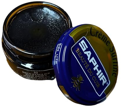 Saphir Crema extrafina para el cuero, Marrón (Marron - Sanglier), 50ml