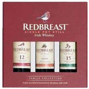 Redbreast Irish Whiskey 3x5cl Miniatures Gift Set Collection - 12 Year Old, 15 Year Old & Lustau Edition Whiskey, Gold Medal Winning Single Pot Still Irish Whiskey, Gift Set For Special Occasions