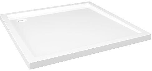 vidaXL Plato de Ducha Cuadrado Placa Receptor Cuarto de Baño Aseo Inodoro Resistente a Arañazos Manchas Antideslizante de ABS Blanco 80x80 cm