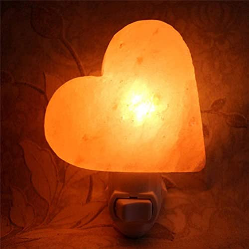 REKCIW Lampada da parete in sale himalayano a forma di cuore, luce notturna in cristallo naturale originale, lampada di sale himalayano per illuminazione, decorazione e purificazione dell'aria