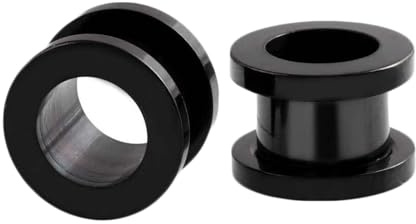Lieson 2 Pezzi Flesh Tunnel Dilatatori, Flash Tunnel Acciaio Chirurgico Cerchio Nero Plug Dilatatori 5mm Nero