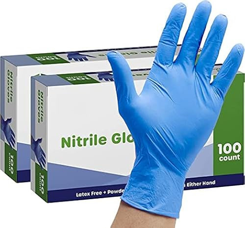Fusion Vibes Disposable Nitrile Gloves, Powder Free, Latex Free, Blue, Disposable Gloves, Extra Strong, Multi-Purpose Gloves, Medical Gloves - Box of 200 (Pack of 200), Small, Medium, Large & XL