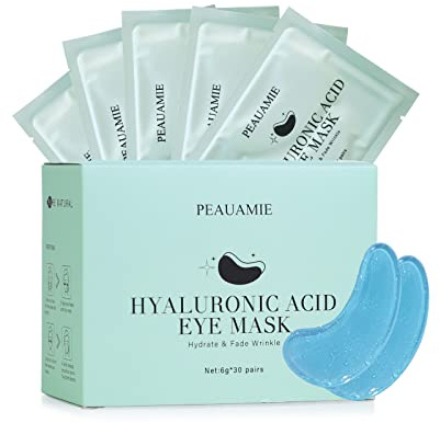 PEAUAMIE Under Eye Patchs Hyaluronic Acid Eye Mask for Dark Circles and Puffiness Wrinkle Eye Bags 30 Pairs