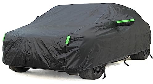 BEXITA Auto Abdeckplane wasserdichte Autoabdeckung mit Baumwollfutter Autoplane für Regen Sonne Staub Schutz Autoabdeckung Schwarz Vollgarage Limousine; Größe S: Max450cm