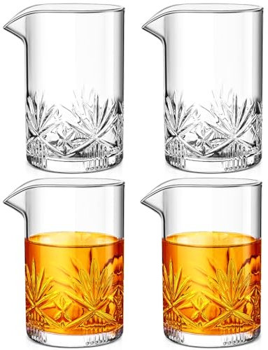 Dandat 4 Pcs 24 oz Cocktail Mixing Glass Crystal Stirring Glass for Cocktail Whiskey Mixing Glasses Bartender Pitcher for Bar Party Bartender Home Whiskey Drinking Shaker Accessory