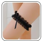 Inateannal Hochzeits Strumpfbänder für Braut schwarze Spitze Schleife Oberschenkel Bein Ring Spitze großer Stretch Satin Strumpfgürtel klassisches handgefertigtes Stretch Strumpfband Party Accessoire