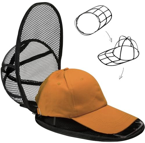 Lavar Gorras Lavadora de Béisbol, Plegable Soporte para Gorras y Funda de Malla con Cremallera para Evitar que las Gorras se Deformen, Bolsa Protectora Accesorios para Lavadoras, Negro, 1 Pieza