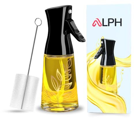 ALPH Olive Oil Spray Bottle Refillable Oil Sprayer for Cooking Air Fryer Unique Design Leek proof Canola Olive Oil Dispenser for Fryer, Salad, BBQ (180ml)