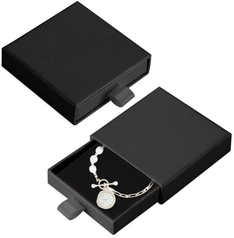 1 Pcs Boîte-Cadeau de Bijoux Présentoir à Bijoux en papier Boîte - Présentoir à Bijoux élégant pour Colliers, Boucles D'oreilles, Bagues - Taille Compacte de 9 x 9 x 1,7 cm（Noir）