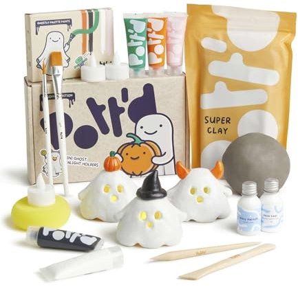 Pott'd Mini-Töpfer-Sets | Lufttrocknendes Töpferset für Erwachsene | Mit Farben, Töpferwerkzeugen und lufttrocknendem Ton ganz ohne Brennen | KOSTENLOSE Online-Anleitung | Perfekt für Anfänger