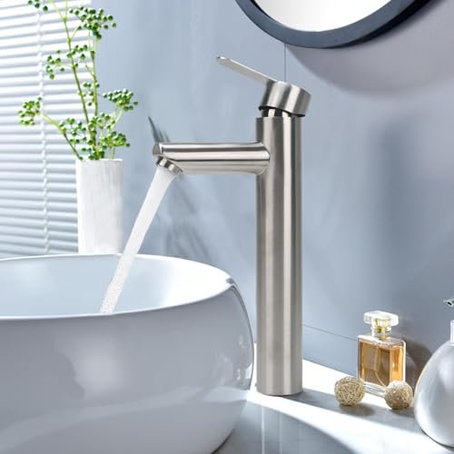 Minnhua Mitigeur Lavabo Haut Robinet Salle de Bain Robinet de lavabo Haut Robinet Lavabo haut Robinet Salle Bain en acier inoxydable Mitigeur Salle Bain Contrôle de l'eau Chaude et Froide(Haut)