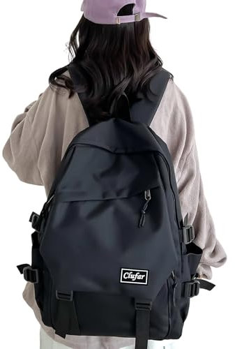 Clufar Rucksack Herren Wasserdicht Schwarz Causal Schulrucksack Teenager Jungen Schultasche Mädchen Cityrucksack Schulranzen School Bag Daypack für Freizeit Reisen Schule Arbeit,Black