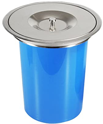 QUSYZD Cubo de Basura con Tapa para encimera, Cubo de Basura Empotrado, Redondo, Superficie cepillada, Acero Inoxidable, pequeño, con Tapa, Cubo de Basura para Cocina, Azul, L,