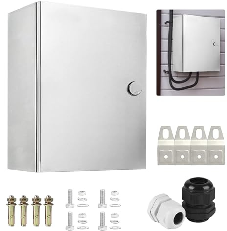 Edelstahl Schaltschrankl, Wetterfester Schaltkasten 304 Edelstahl Wandmontiert Elektroverteiler Hausanschlusskasten Metall-Anschlusskasten Isoliermontageplatte mit Schloss (40x30x16)