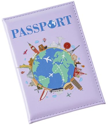 Duyeuau Custodie per passaporti in pelle PU Stampa a colori Porta passaporti globali per biglietti d'imbarco carte di credito copertura per passaporto in pelle PU Custodia per passaporto Custodia di