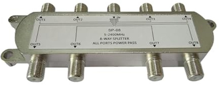 8 Way 5-2400 MHz Signal Satellite Splitter GSP-08 TV Antenna RF Sat Coaxial Diplexer Combiner Cable Switch Switcher Easy Wide Compatibility