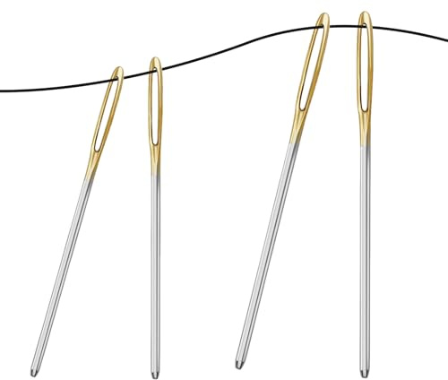 Whispern Cloud 4PCS Large Eye Blunt Sewing Needles, 2 Sizes Steel Blunt Tip Needles for Knitting Crochet Darning Tapestry DIY Crafting