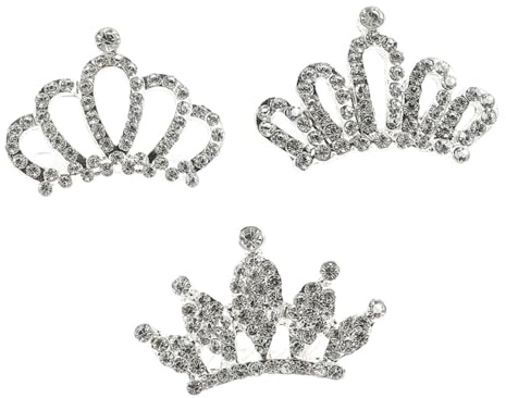 LOLIPPYY Lot de 3 Peignes Diadèmes à Strass pour Garçon et Filles, Accessoires Cheveux pour Filles, Décorations Coiffure pour Anniversaires, Fêtes Costumées et Noël, Taille Unique,